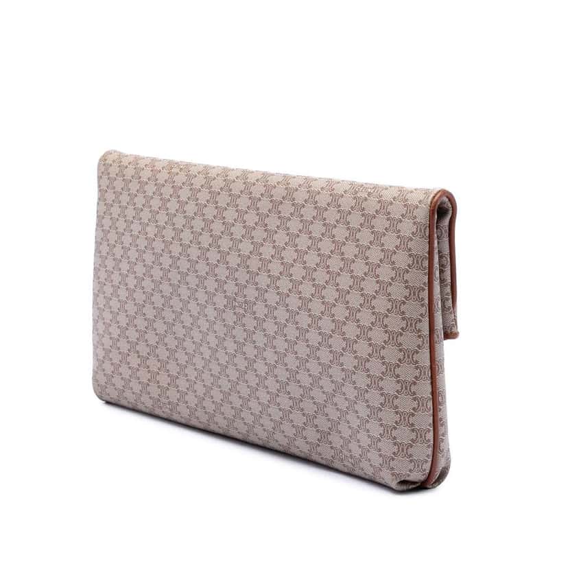 Celine Macadam Coated Canvas Clutch Beige Good condition - Back View