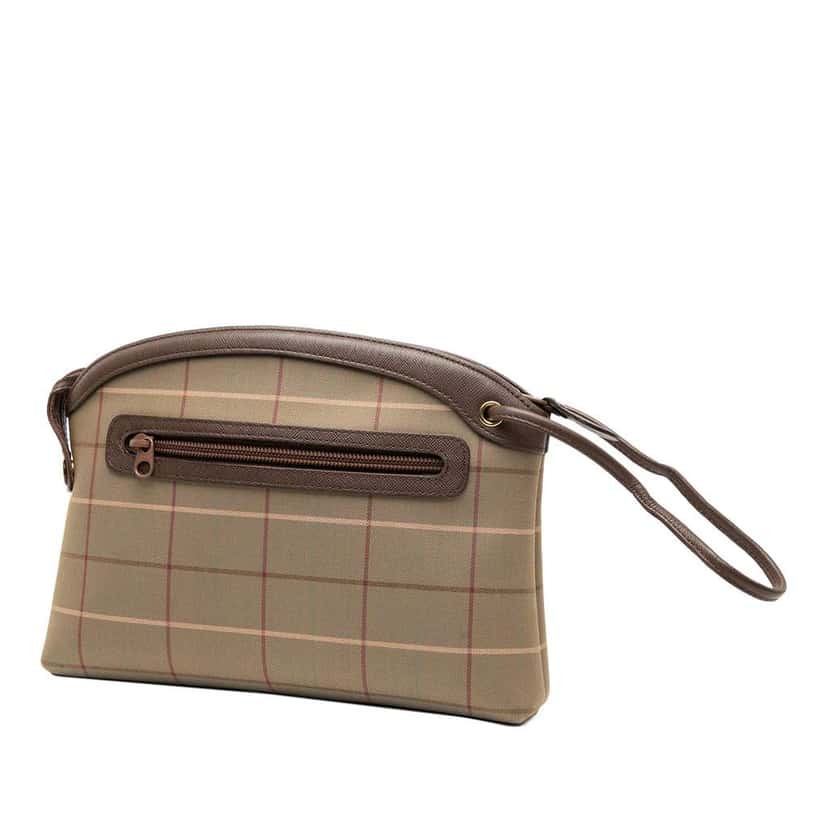 Burberry Vintage Check Canvas Wristlet Clutch Brown Canvas Good condition - Back View