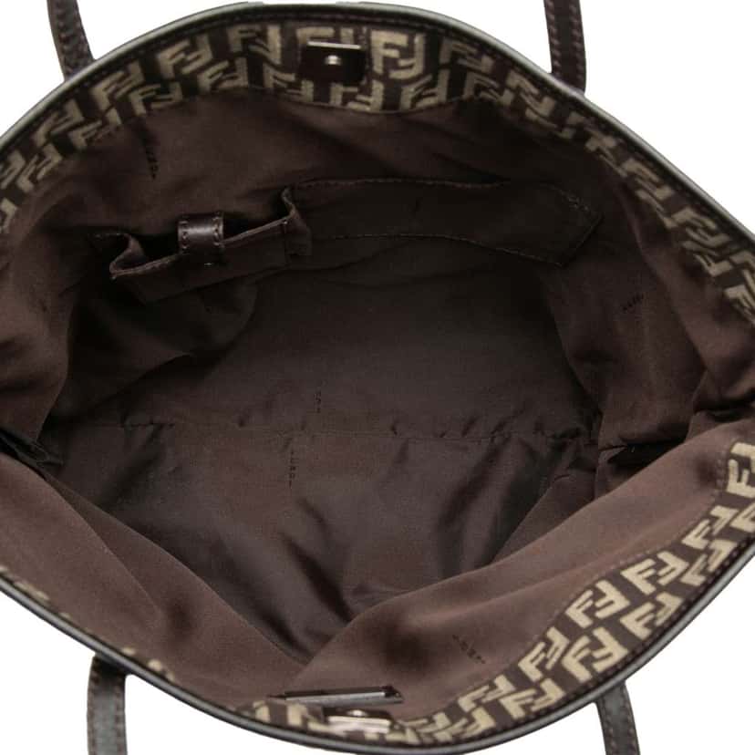 Fendi Zucchino Canvas Tote Brown Canvas Fair condition - Model View