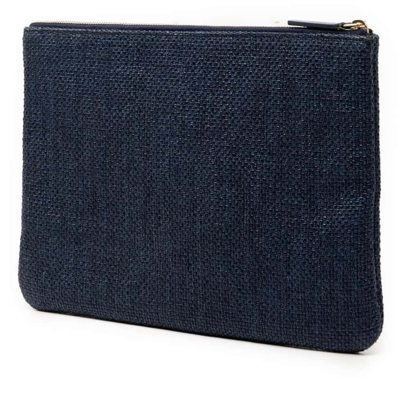 Chanel Medium Denim Deauville O Case Clutch Blue Denim Good condition - Back View