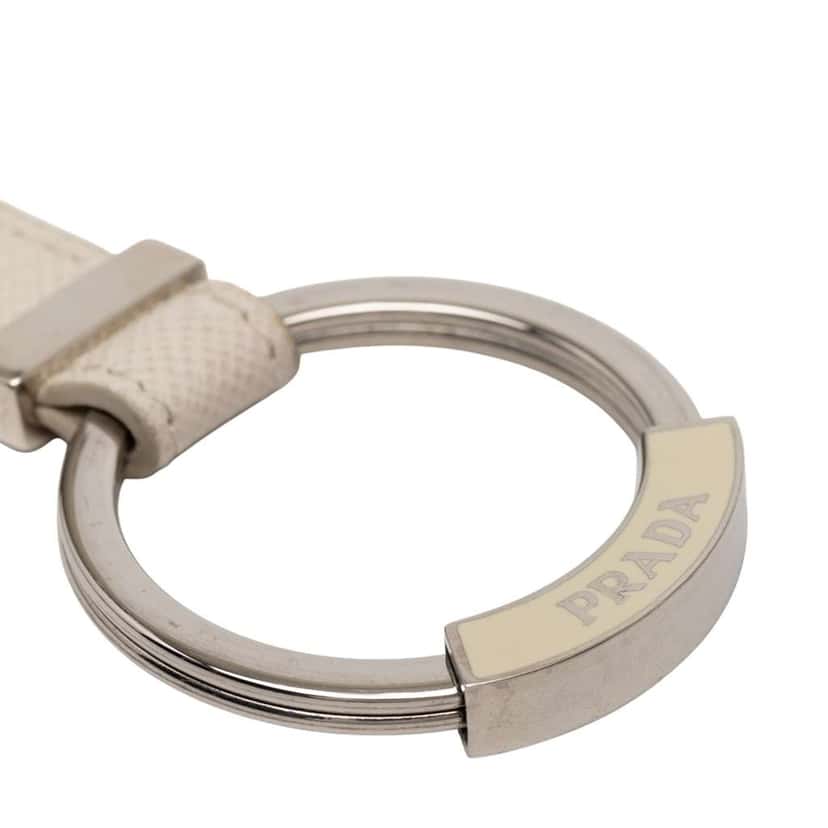 Prada Saffiano Logo Key Holder Grey Leather Very good condition - Model View