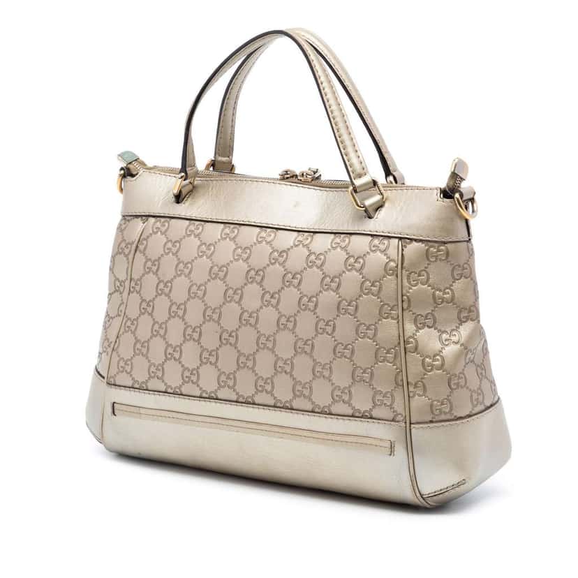 Gucci Metallic Guccissima Mayfair Satchel Gold Leather Good condition - Back View