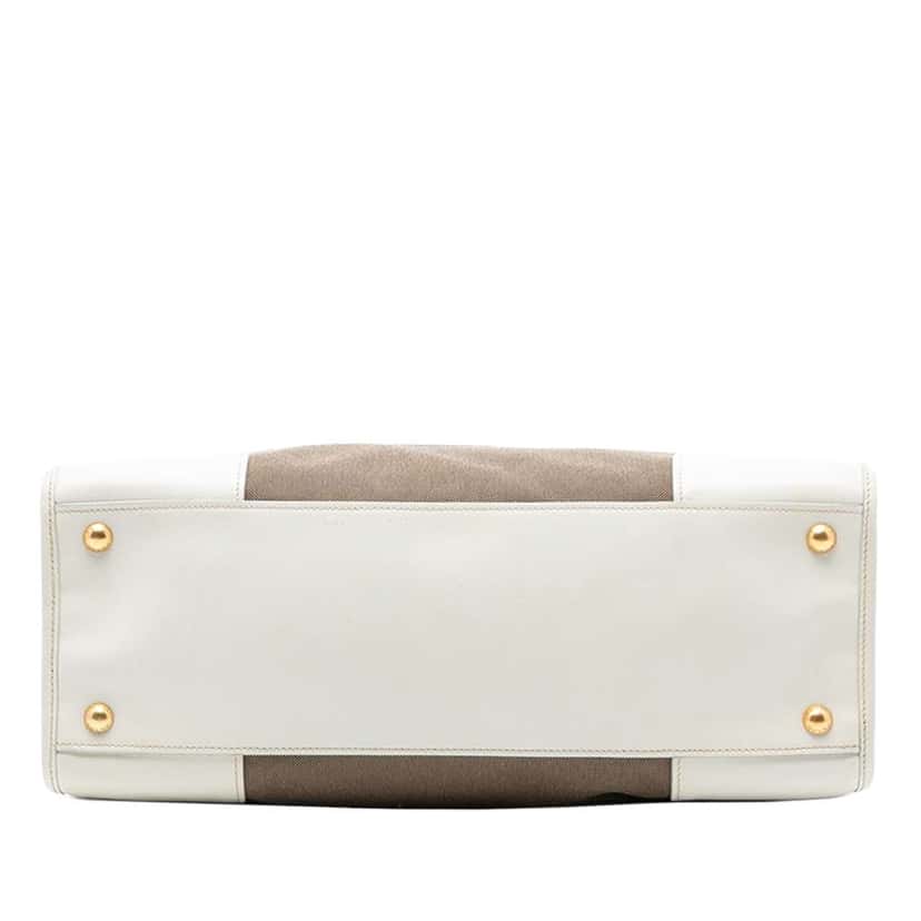 Prada Saffiano Trimmed Canvas Canapa Logo Double Zip Satchel Brown Canvas Good condition - Inside View