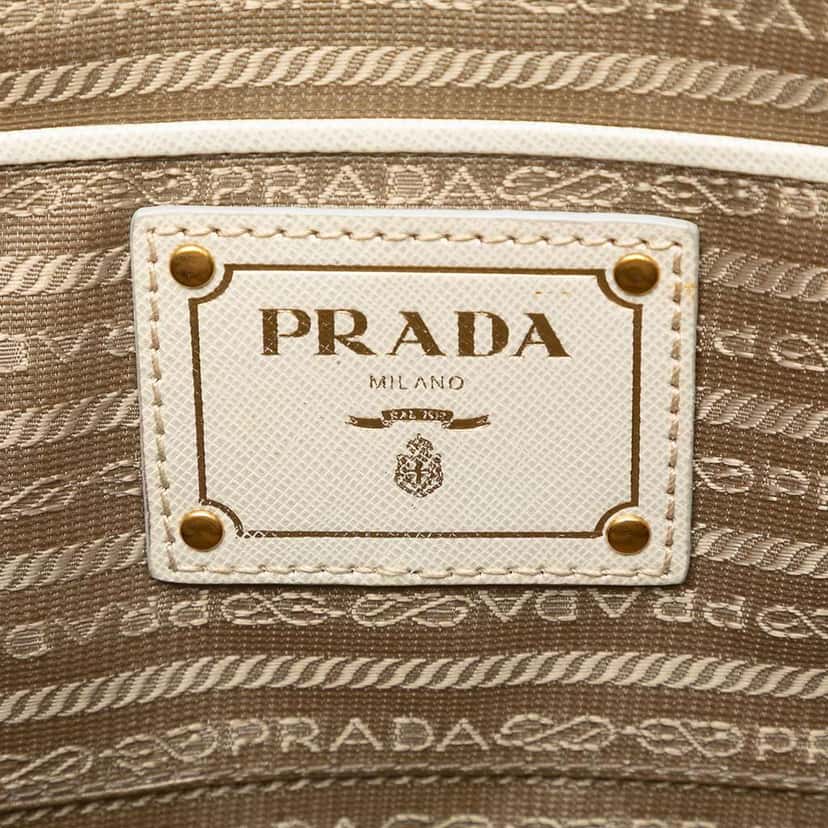 Prada Saffiano Trimmed Canvas Canapa Logo Double Zip Satchel Brown Canvas Good condition - Box View