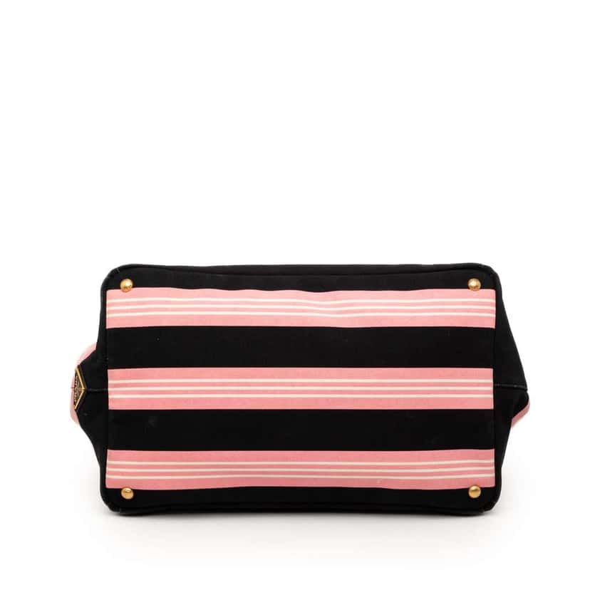 Prada Large Canvas Canapa Righe Striped Satchel Pink Canvas Good condition - Inside View