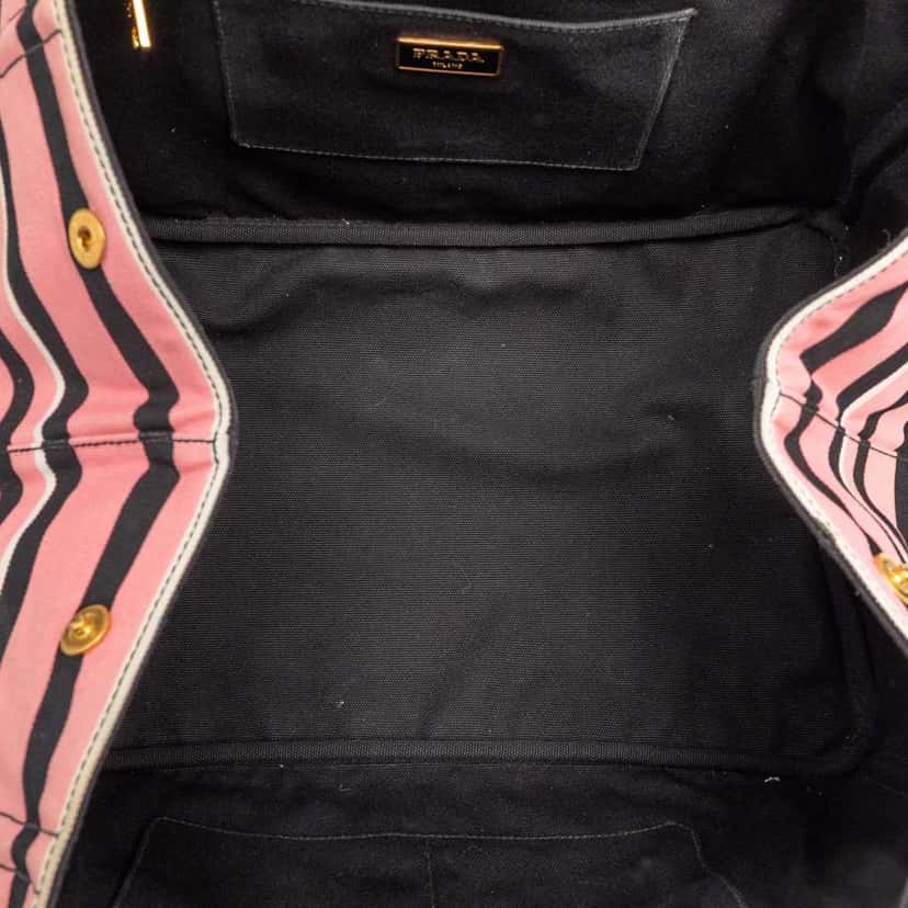 Prada Large Canvas Canapa Righe Striped Satchel Pink Canvas Good condition - Model View