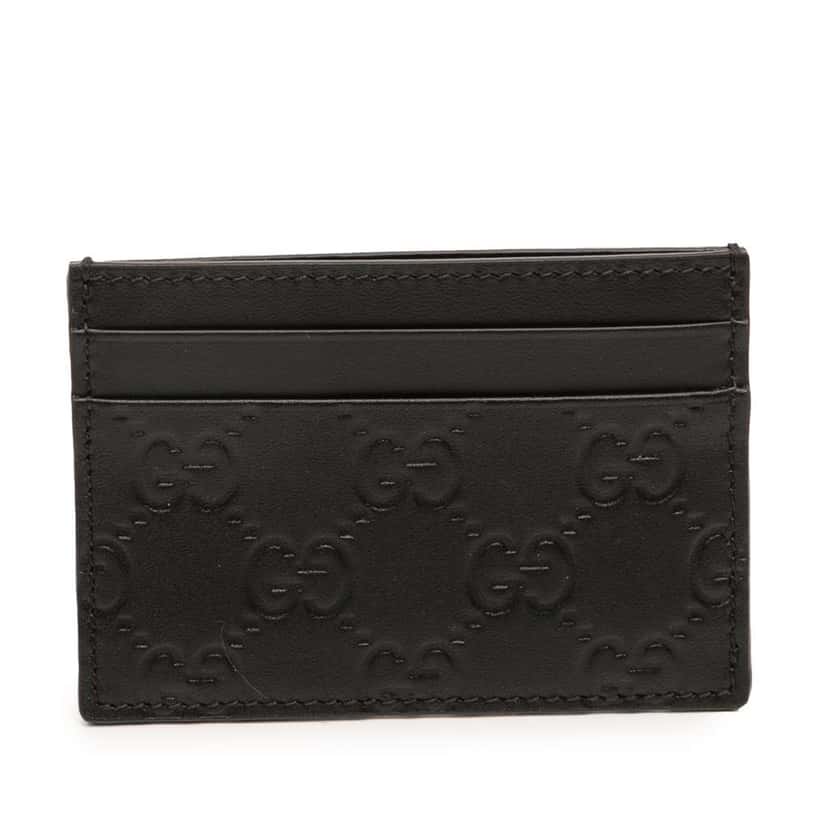 Gucci Guccissima Card Holder Black Leather Very good condition - Front View