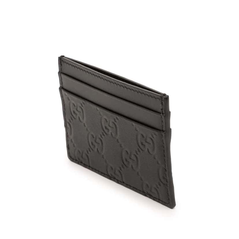 Gucci Guccissima Card Holder Black Leather Very good condition - Back View