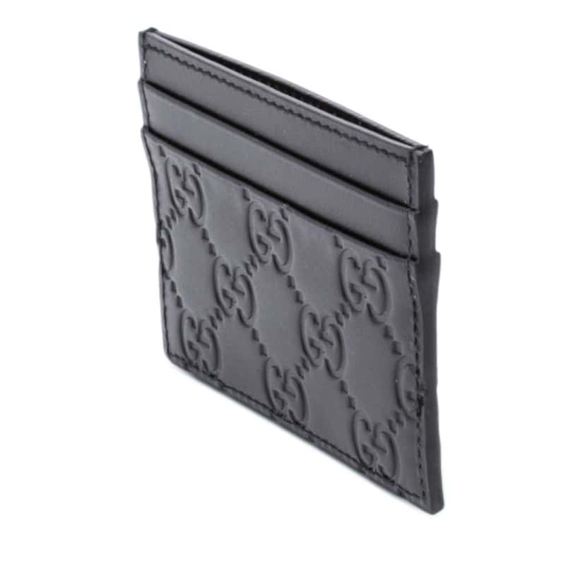 Gucci Guccissima Card Holder Black Leather Very good condition - Back View