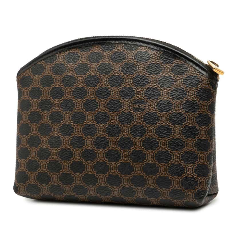 Celine Macadam Coated Canvas Pouch Black Canvas Good condition - Back View