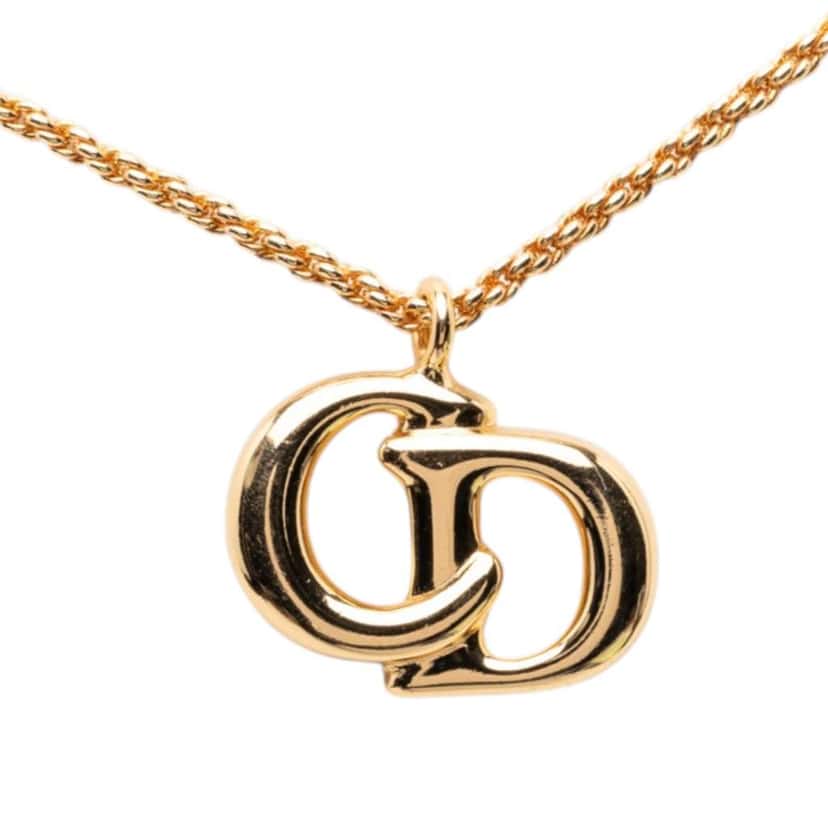 Dior Gold Plated CD Logo Pendant Necklace Gold Metal Good condition - Back View