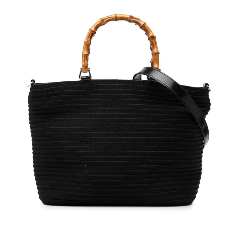 Gucci Nylon Bamboo Satchel Black Good condition - Front View
