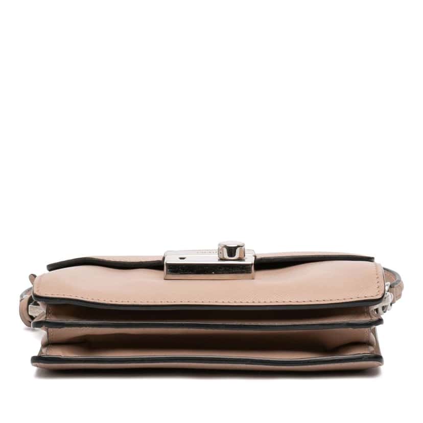 Prada Mini Saffiano Lux Sound Lock Satchel Beige Leather Very good condition - Inside View