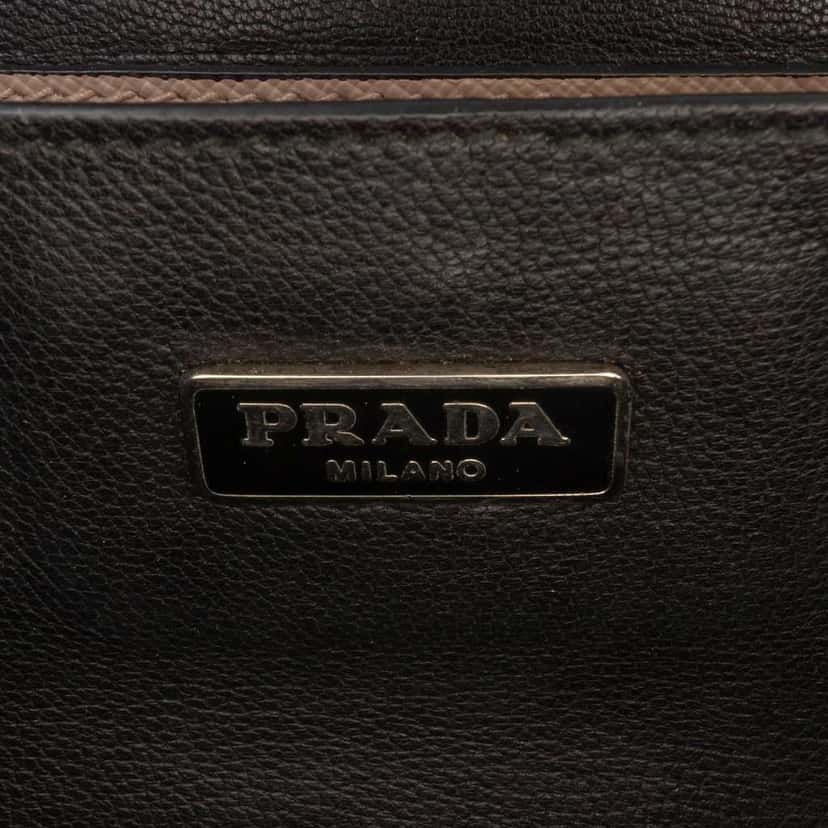 Prada Mini Saffiano Lux Sound Lock Satchel Beige Leather Very good condition - Box View