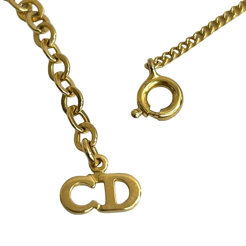 Dior Gold Plated CD Logo Pendant Necklace Gold Metal Good condition - Model View