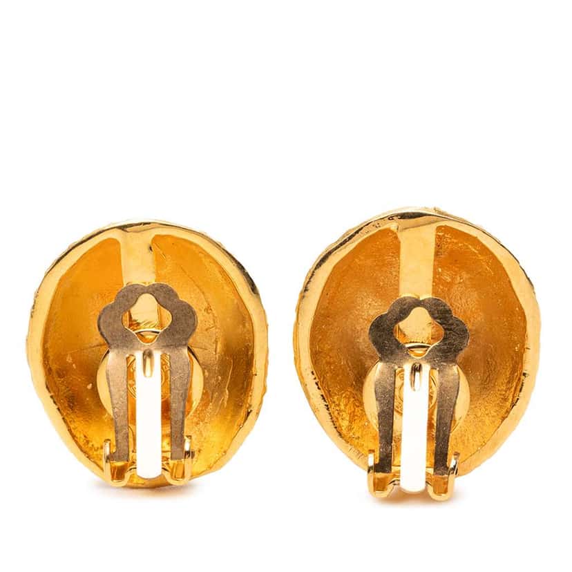 Hermès Gold Plated Shell Shaped Clip On Earrings Gold Metal Good condition - Back View