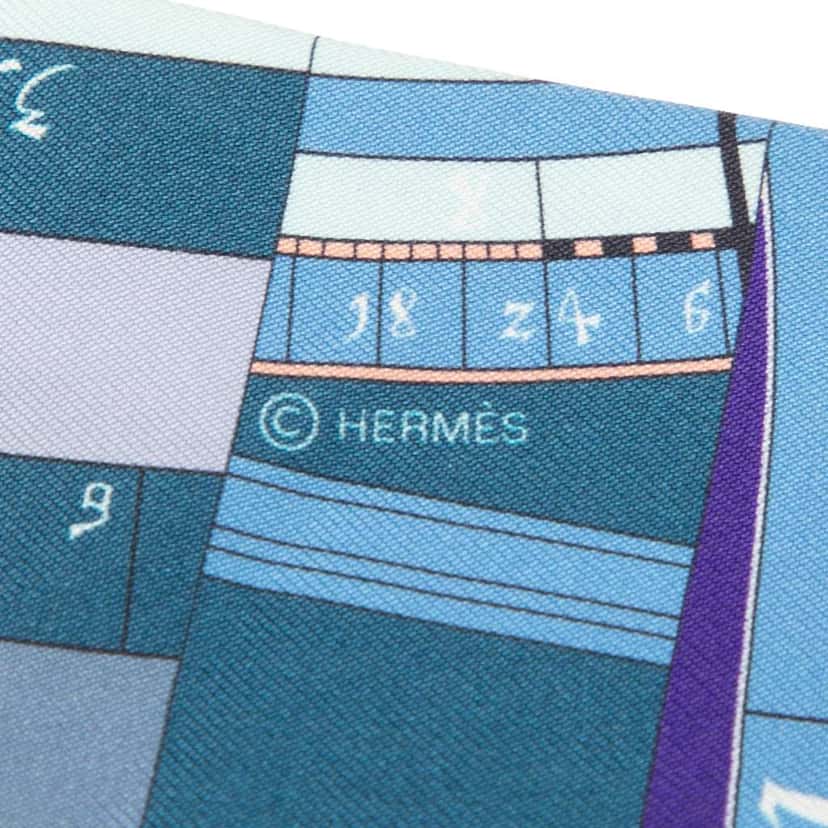 Hermès Astrologie Nouvelle Silk Twilly Scarf Blue Silk Good condition - Inside View