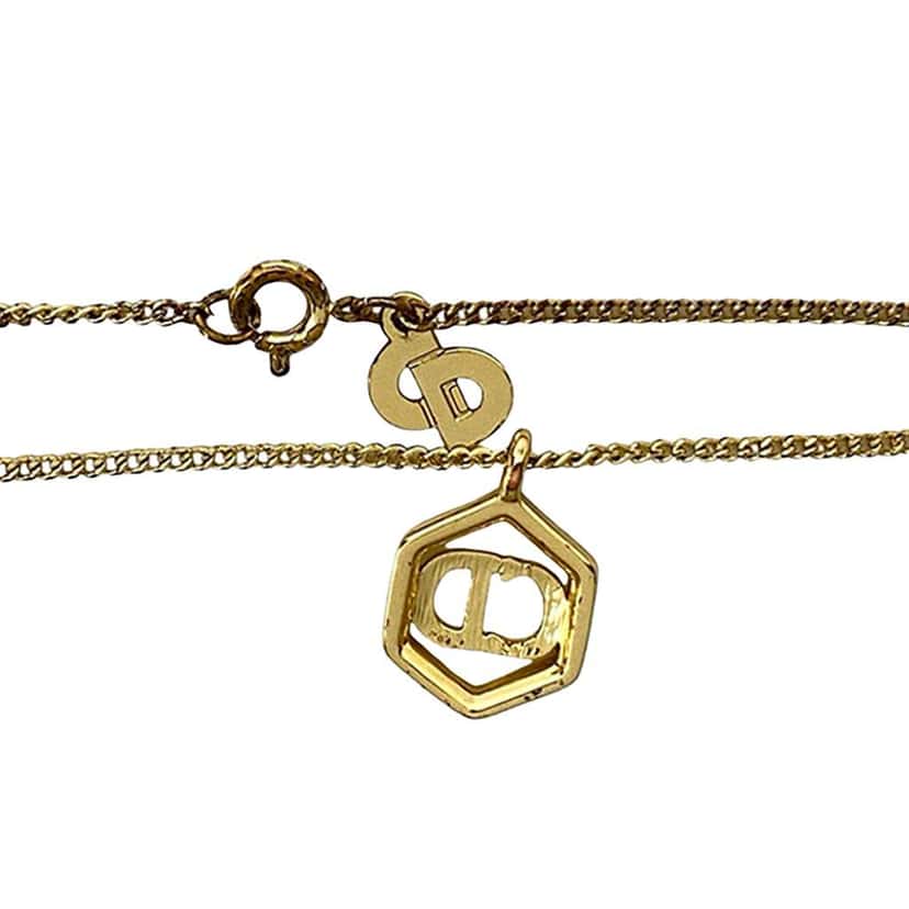Dior Gold Plated CD Logo Pendant Necklace Gold Metal Good condition - Inside View