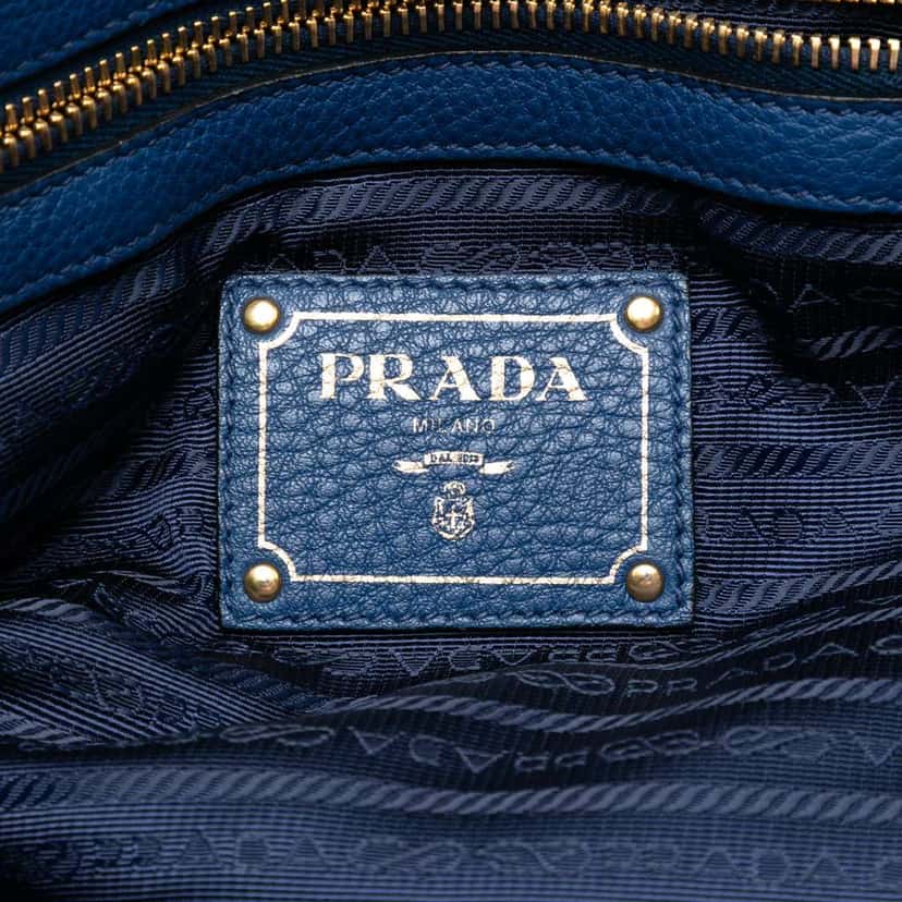 Prada Vitello Phenix Tote Blue Leather Good condition - Box View