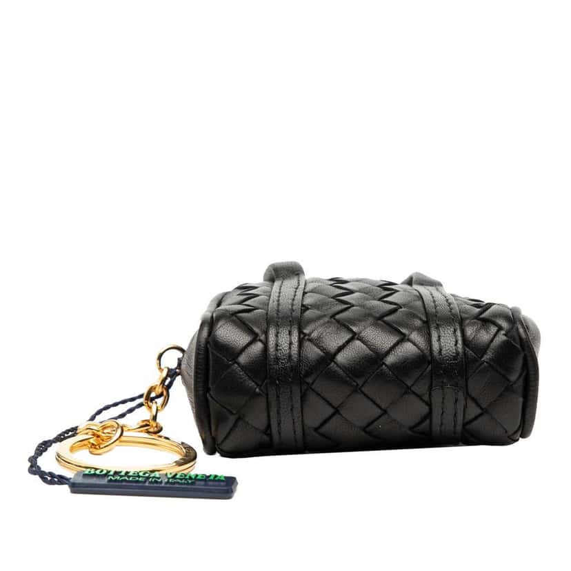 Bottega Veneta Nappa Intrecciato Pouch Key Holder and Bag Charm Black Leather Good condition - Inside View