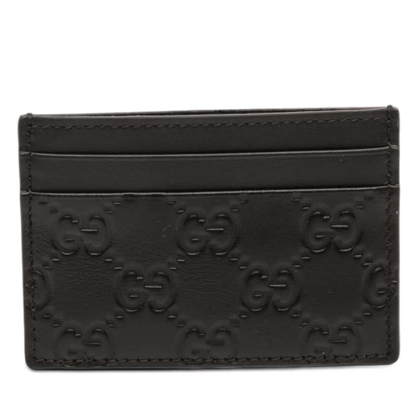 Gucci Guccissima Card Holder Black Leather Good condition - Front View