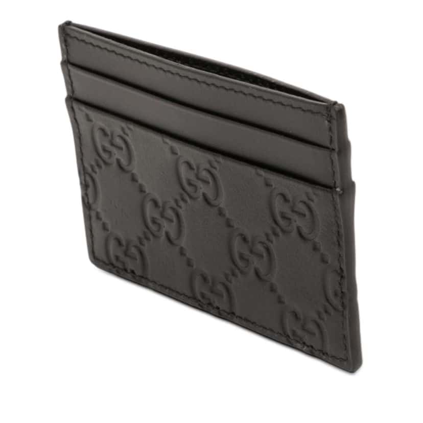 Gucci Guccissima Card Holder Black Leather Good condition - Back View