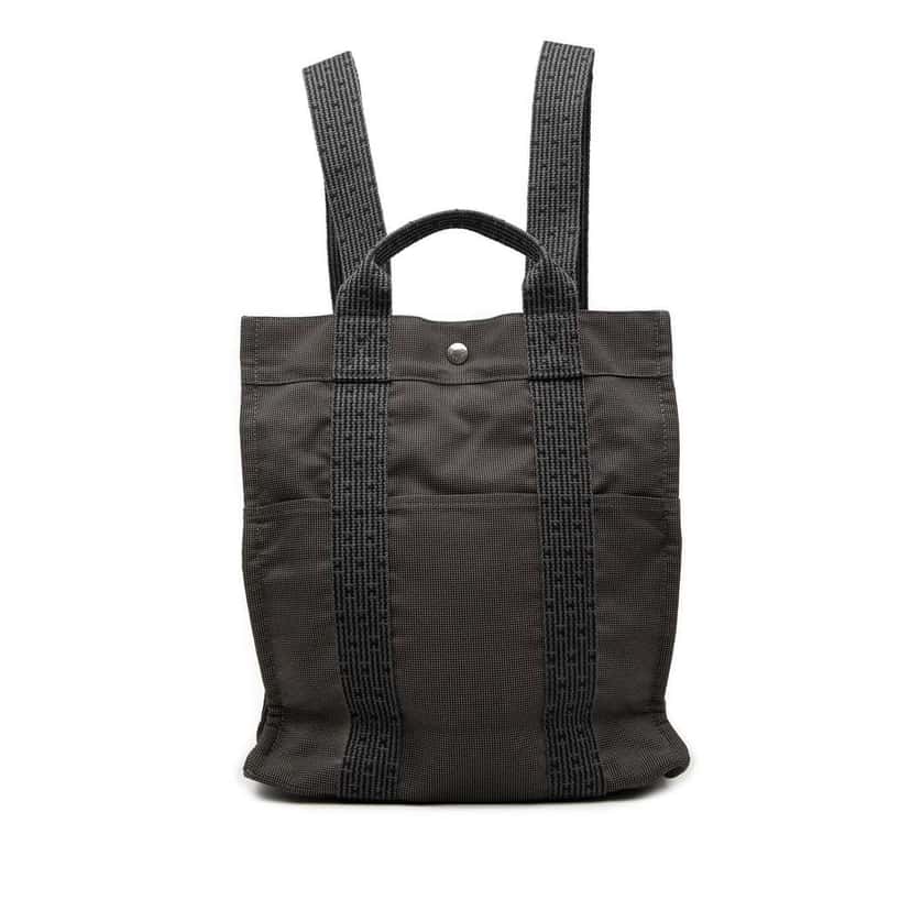 Hermès Canvas Herline Backpack MM Grey Canvas Good condition - Front View