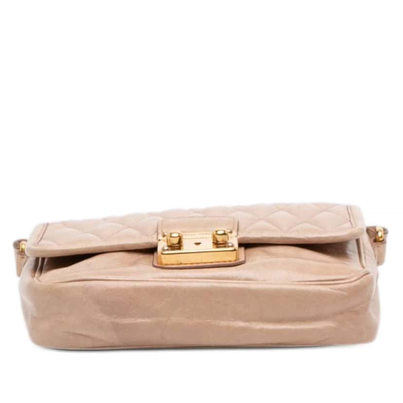 Miu Miu Quilted Leather Push Lock Flap Beige Leather Good condition - Inside View