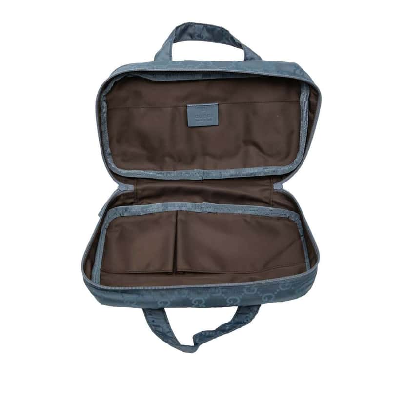 Gucci GG Nylon Make up Handbag Blue Good condition - Model View