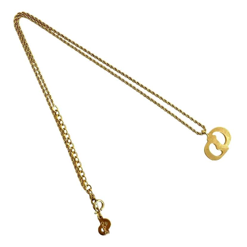 Dior Gold Plated CD Logo Pendant Necklace Gold Metal Very good condition - Back View