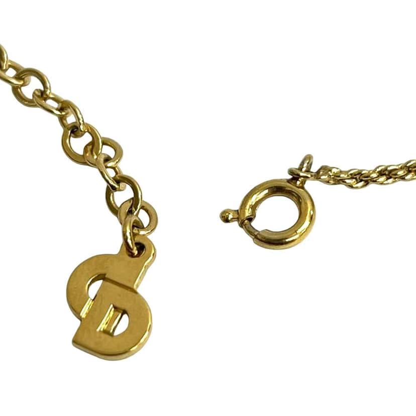 Dior Gold Plated CD Logo Pendant Necklace Gold Metal Very good condition - Model View