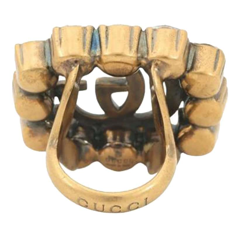 Gucci Gold Plated GG Marmont Crystal Ring Gold Metal Very good condition - Inside View