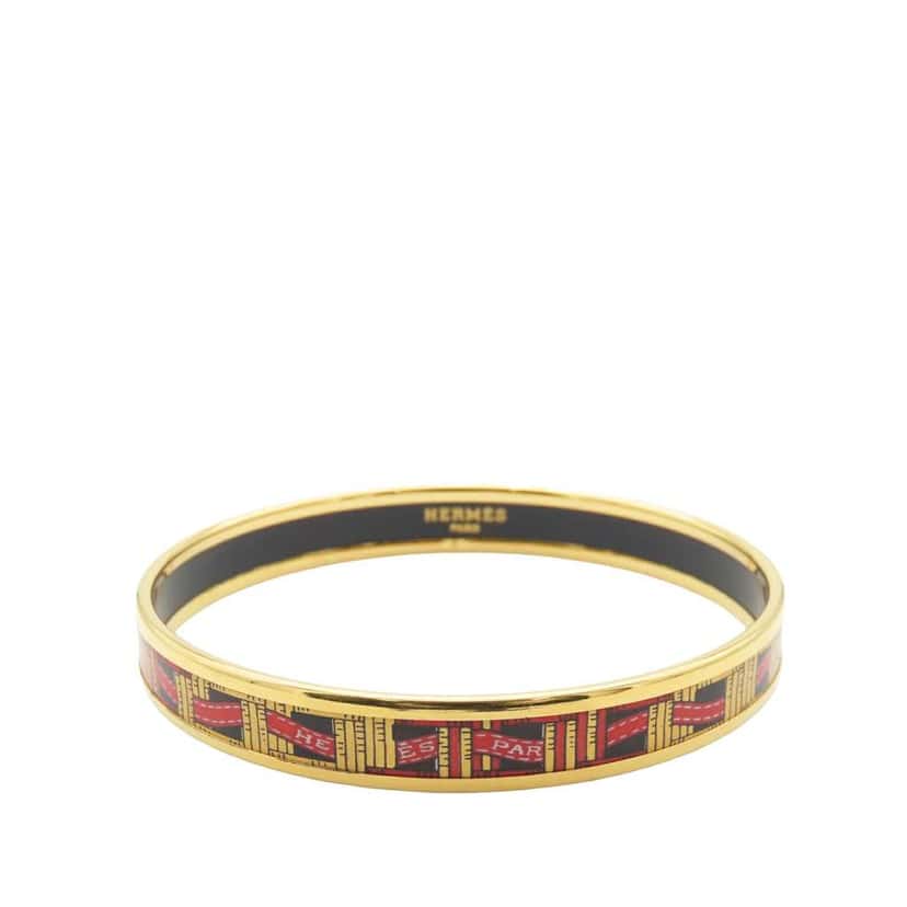 Hermès Narrow Emailles Enamel Bangle 62 Gold Good condition - Front View