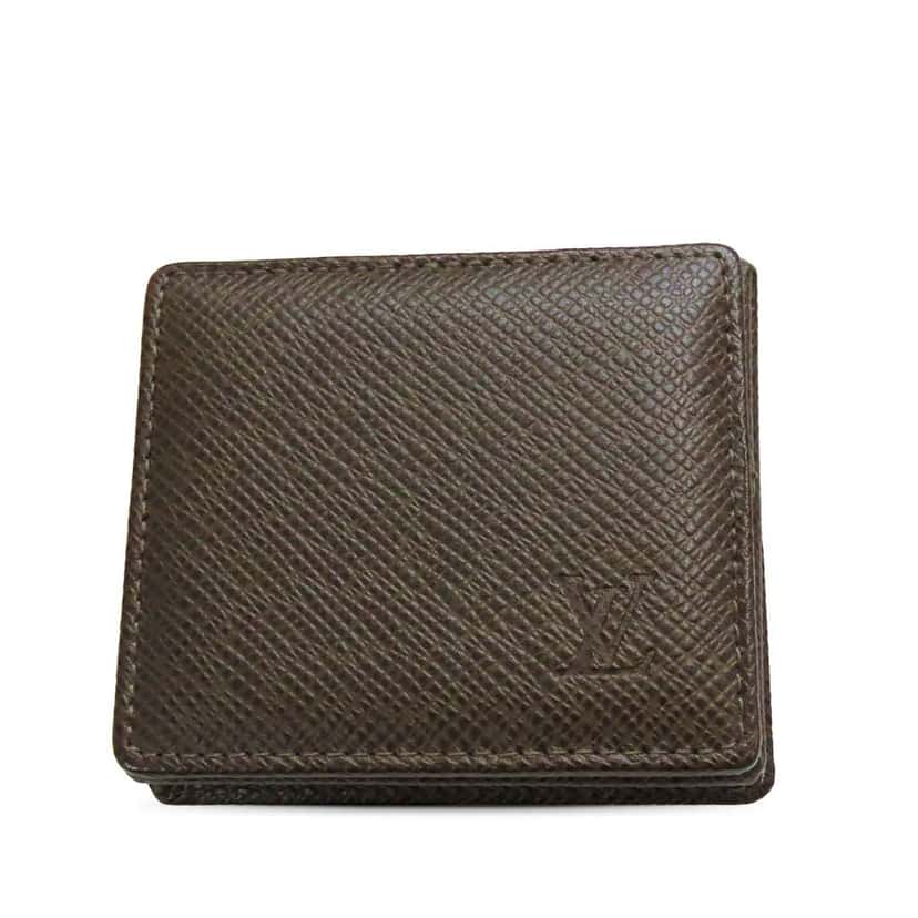 Louis Vuitton Taiga Porte Monnaie Boite Coin Case Brown Leather Very good condition - Front View