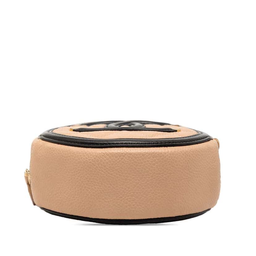 Chanel Caviar CC Filigree Round Crossbody Beige Leather Good condition - Inside View