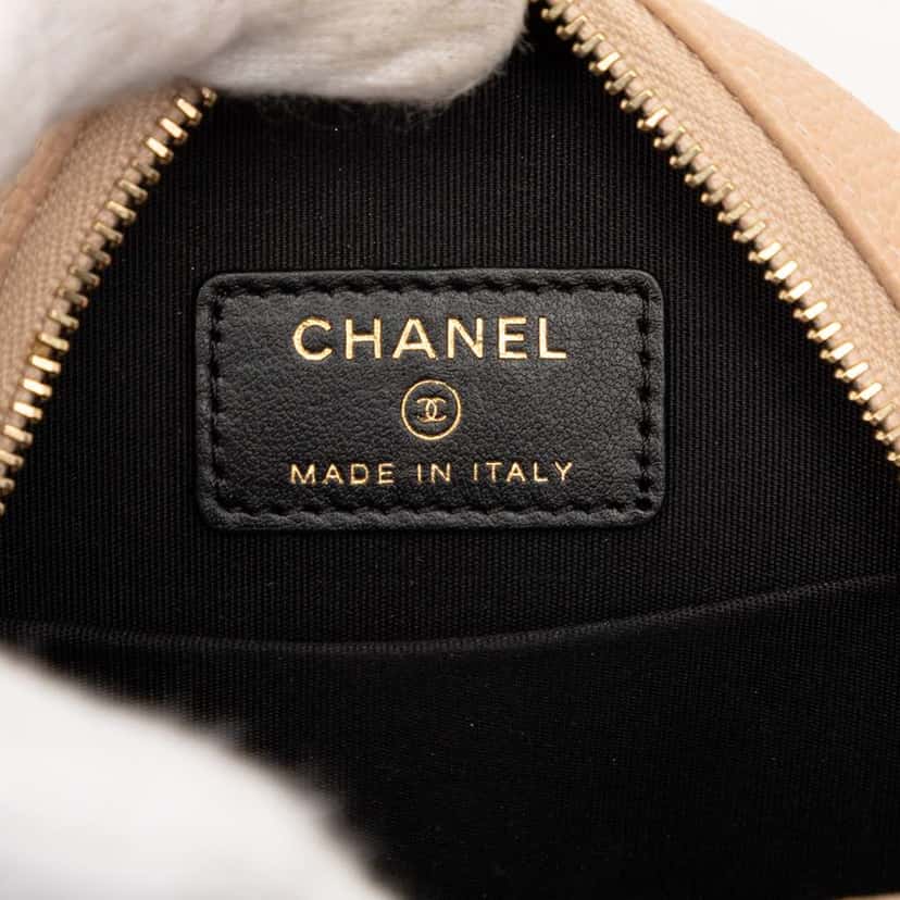 Chanel Caviar CC Filigree Round Crossbody Beige Leather Good condition - Box View