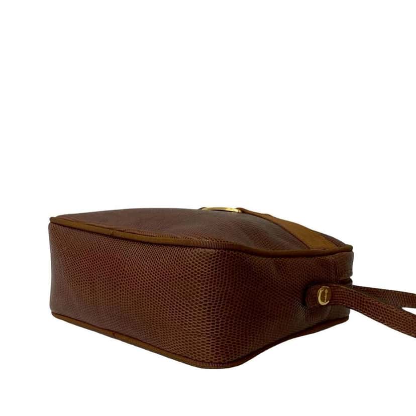 Salvatore Ferragamo Lizard Embossed Leather Vara Crossbody Brown Leather Good condition - Inside View