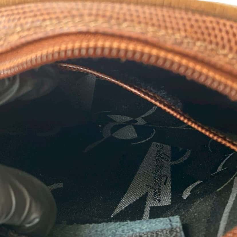 Salvatore Ferragamo Lizard Embossed Leather Vara Crossbody Brown Leather Good condition - Model View