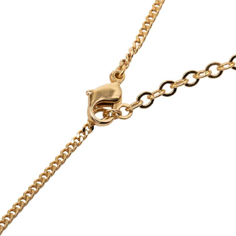 Dior Gold Plated Rhinestone CD Pendant Necklace Gold Metal Very good condition - Inside View