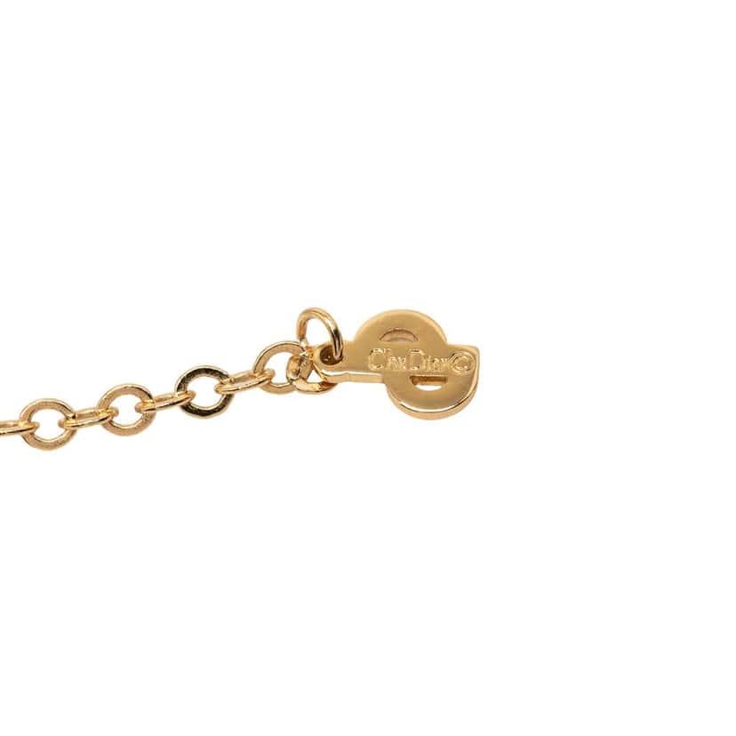 Dior Gold Plated Rhinestone CD Pendant Necklace Gold Metal Very good condition - Model View