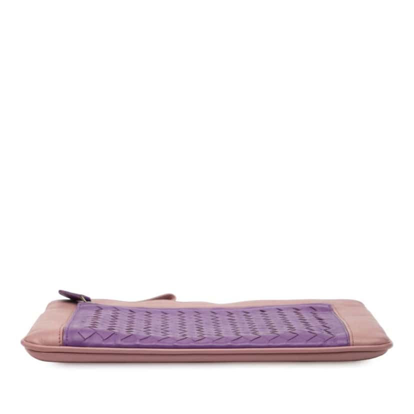 Bottega Veneta Bicolor Nappa Intrecciato Wristlet Clutch Purple Leather Good condition - Inside View