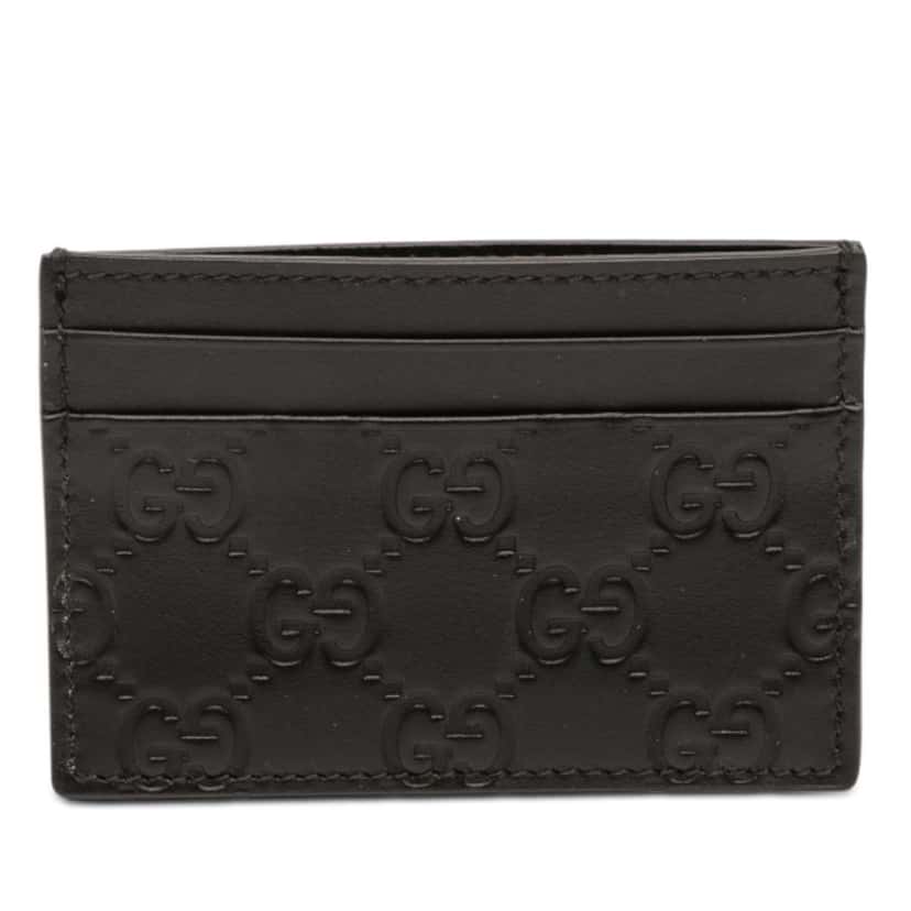 Gucci Guccissima Card Holder Black Leather Very good condition - Front View