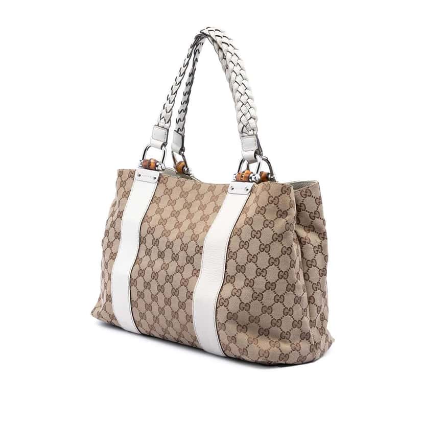 Gucci Medium GG Canvas Bamboo Libeccio Tote Beige Good condition - Back View