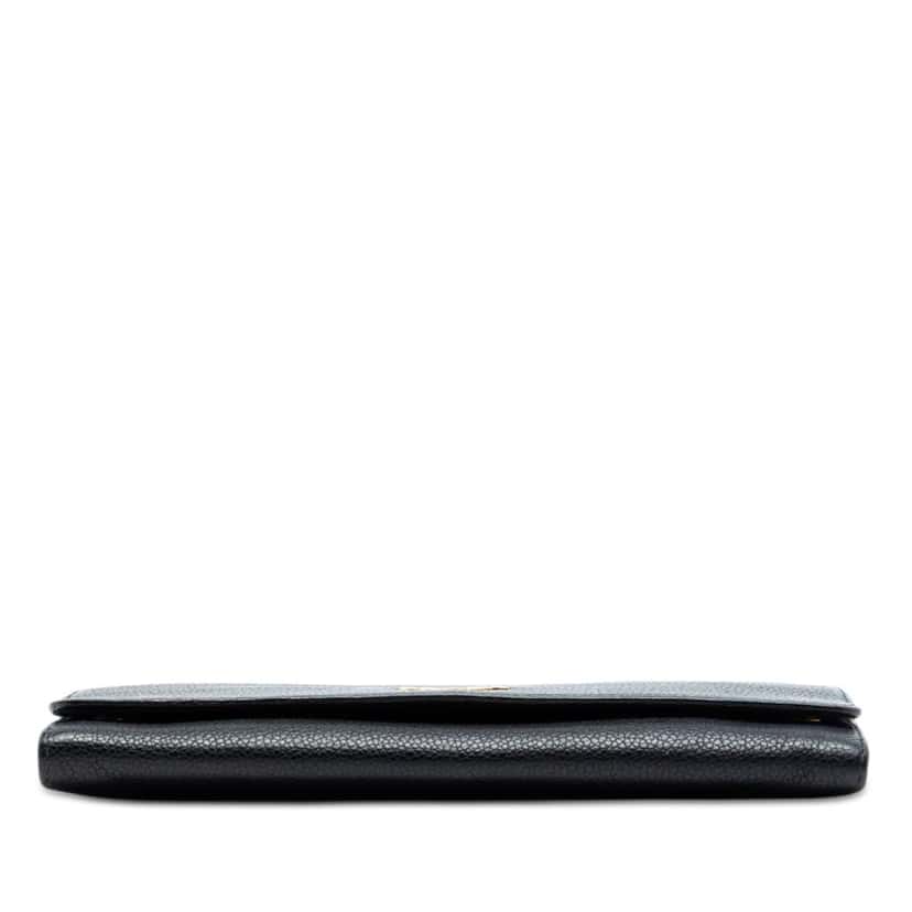 Prada Vitello Daino Wallet On Chain Black Leather Good condition - Inside View