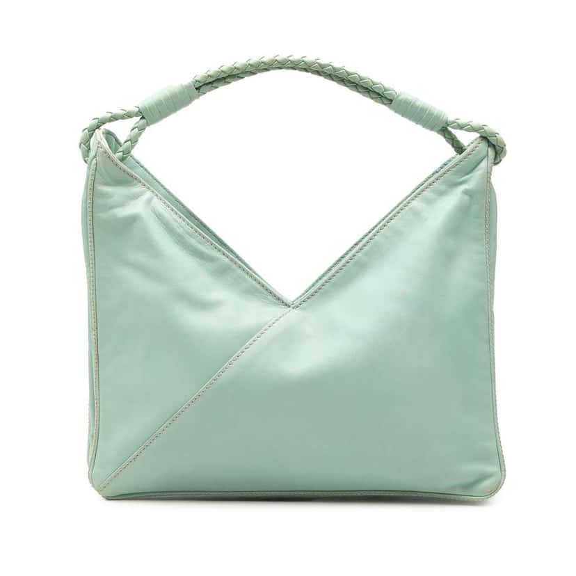 Bottega Veneta Nappa Deep V Hobo Green Leather Good condition - Front View