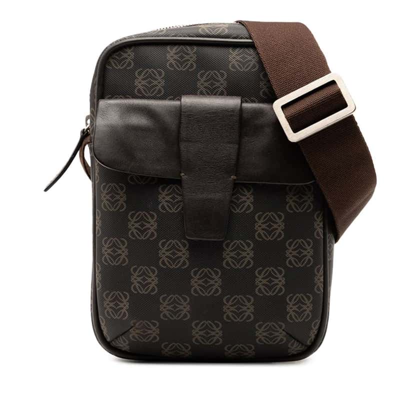 Loewe Anagram Coated Canvas Crossbody Brown Canvas Good condition - Front View