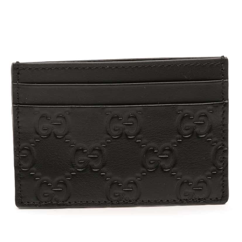 Gucci Guccissima Card Holder Black Leather Very good condition - Front View