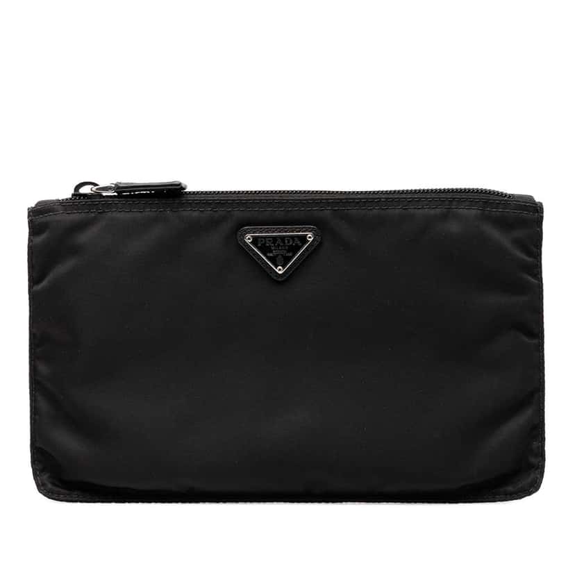 Prada Tessuto Zip Clutch Black Good condition - Front View