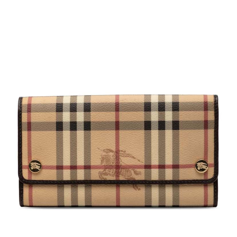 Burberry Haymarket Check Coated Canvas Continental Wallet Beige Good condition - Front View