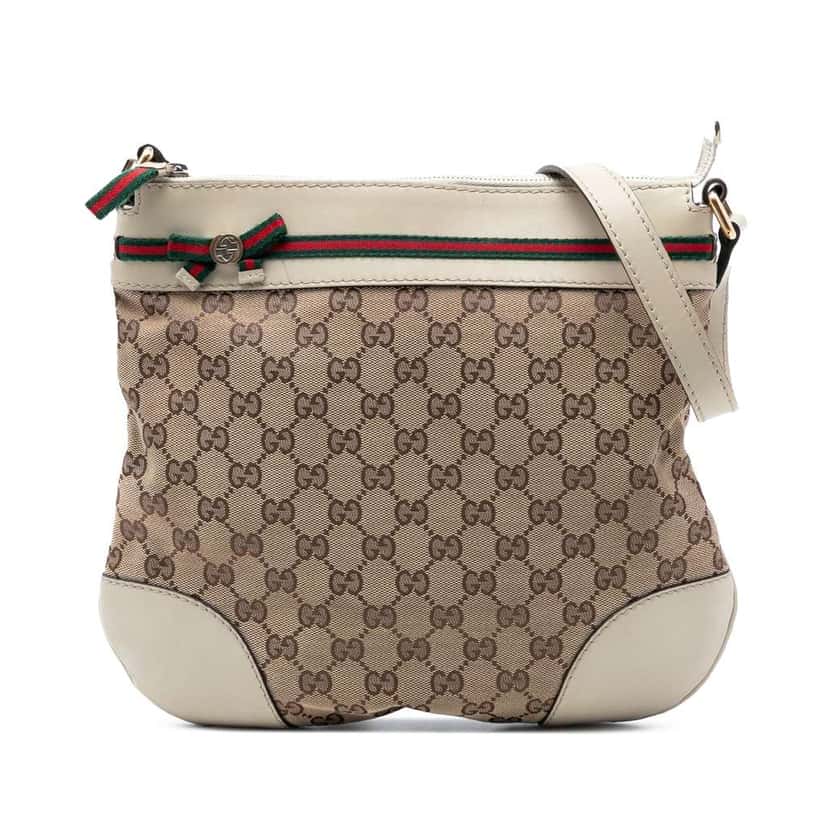 Gucci GG Canvas Web Mayfair Crossbody Beige Good condition - Front View
